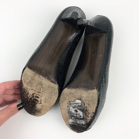 Stuart Weitzman Plainfield Snake-Embossed Peep-Toe Pump - Picture 15 of 16